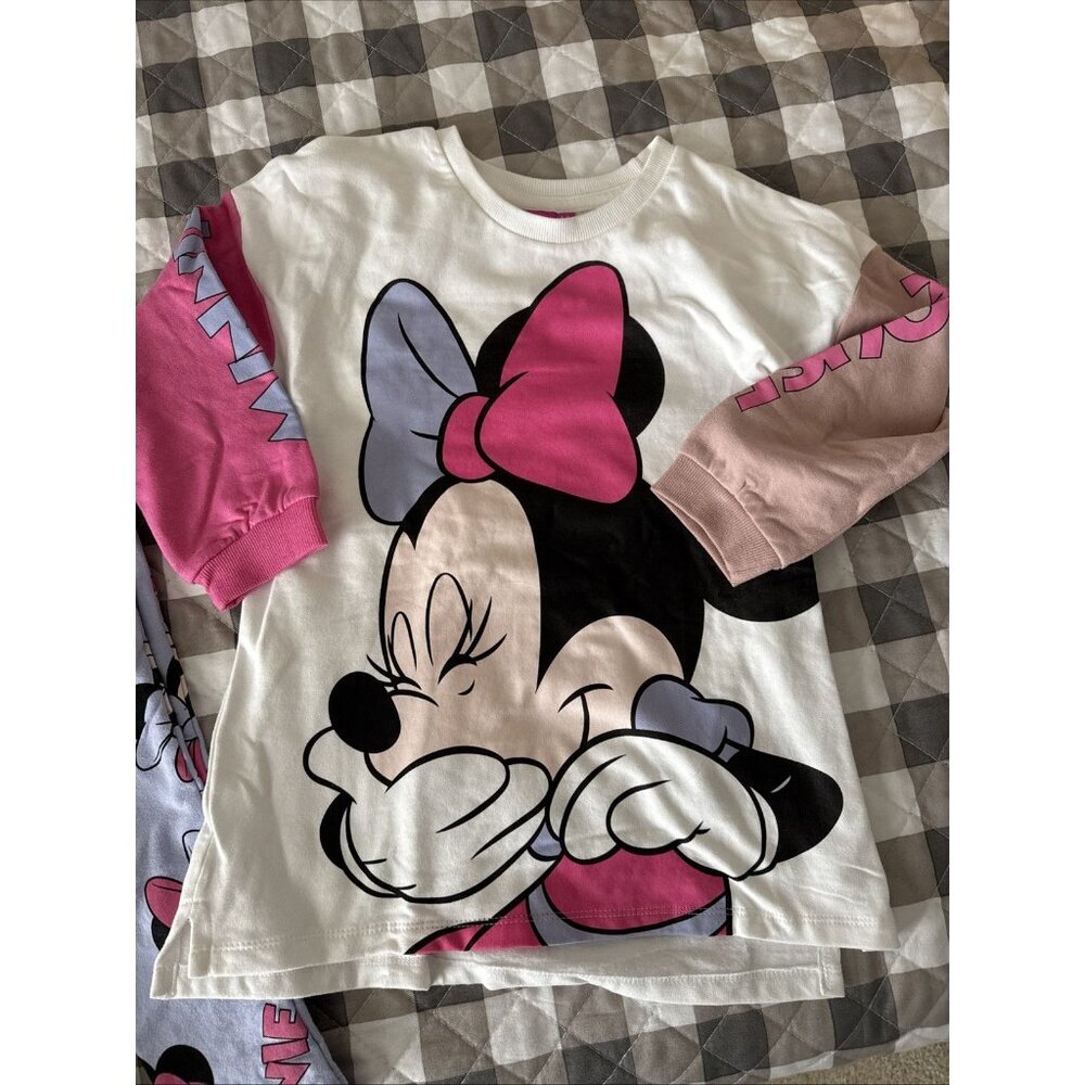 Minnie Mouse size 5 Girls Long Sleeve Sweater Tunic Set With Two Pants - Picture 2 of 5